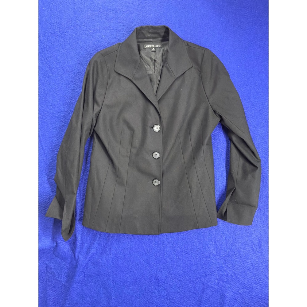 Professional Womens Lafayette 148 Blazer 10 Black 3-Button Tailored‎ Jacket